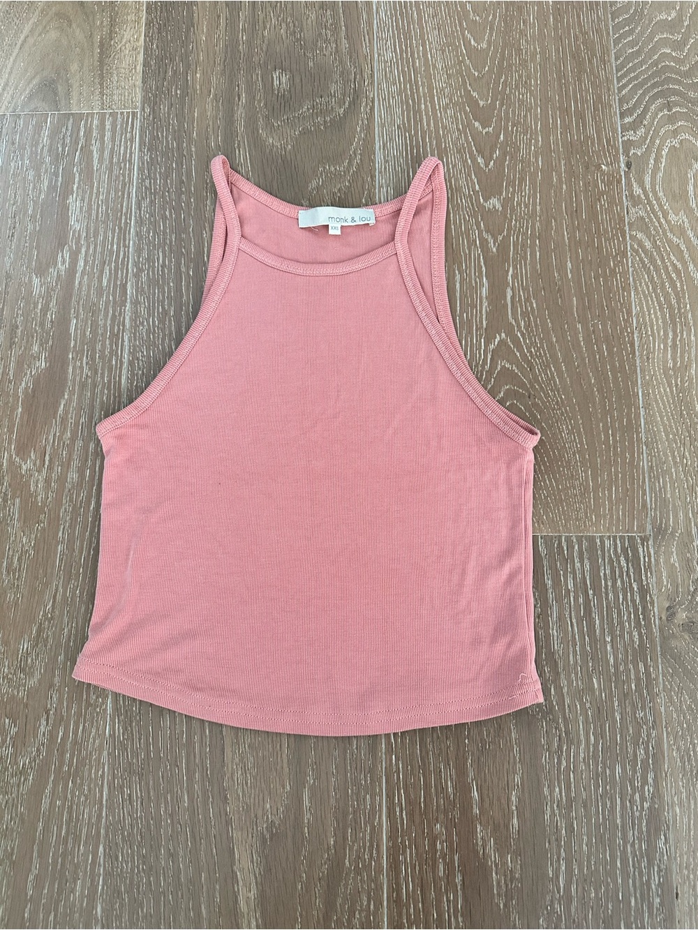 Monk & Lou Soft Pink Ribbed Tank Top XXS